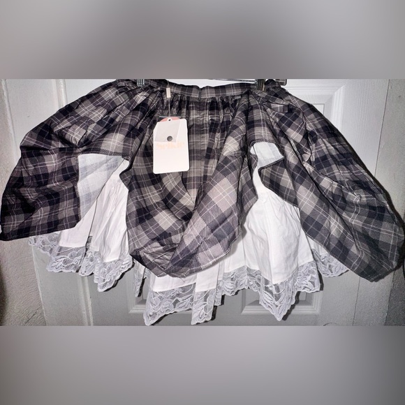 Selkie Cotton Plaid Ruffle Pleated Granger Mini Skirt - Picture 13 of 16